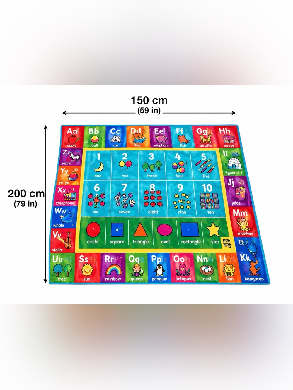 Kids Alphabet & Numbers Play Mat - Bright Multi-Color Educational Rug - Picture 2 of 3